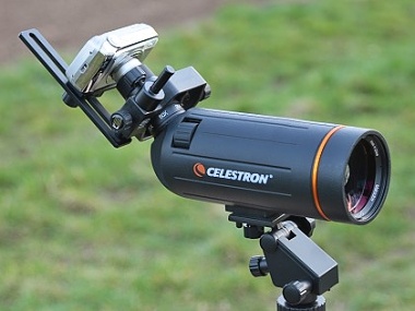 Připojení kompaktu za okulár pozorovacího dalekohledu Celestron C-70 MiniMak